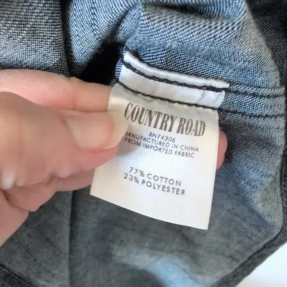 Country Road Womens 10 Button Down Shirt Dress Denim Western Cowgirl Modest $249 - Picture 5 of 8